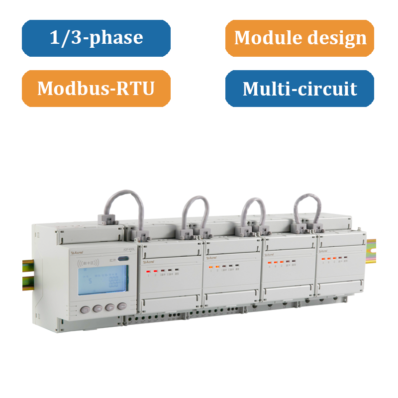 Medidor de energía monofásico y trifásico multicircuito de carril Din ADF400L