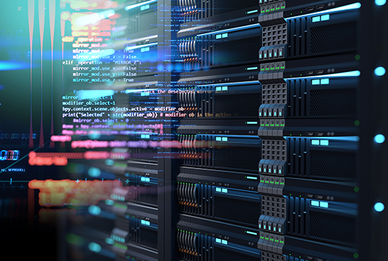 3D illustration of super computer server racks in datacenter,concept of big data storage and  
mining cryptocurrency.